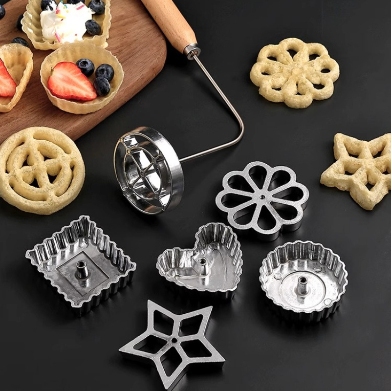 

3pcs/set Aluminum Alloy Frying Mold, Fried Shrimp Pie Mold, Snack Frying Mold, Baking Biscuit Dough Mold, Kitchen Baking Tools