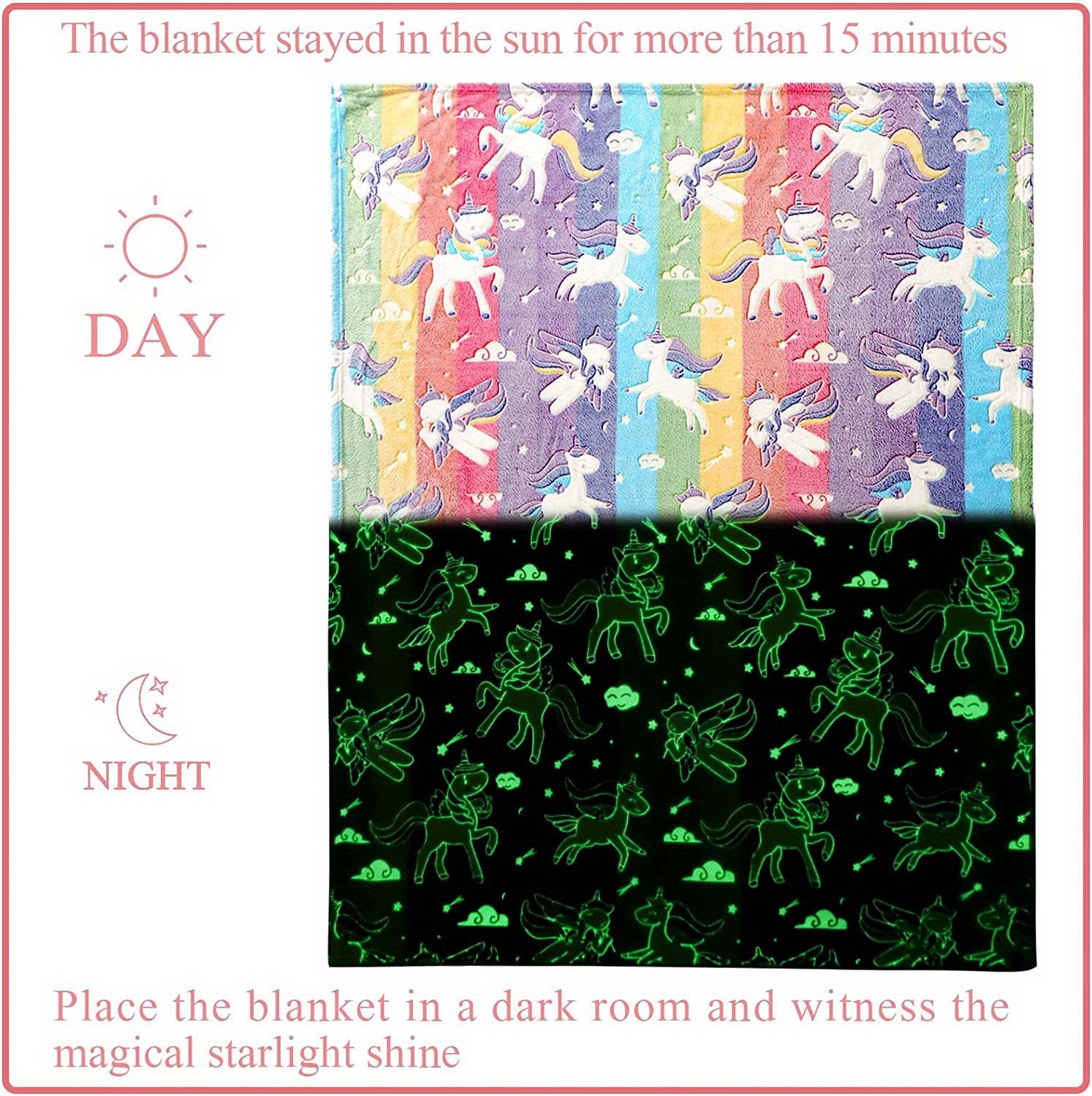 1pc rainbow   luminous flannel throw blanket soft and cozy   the dark blanket for sofa office bed and travel perfect gift for boys and girls details 0