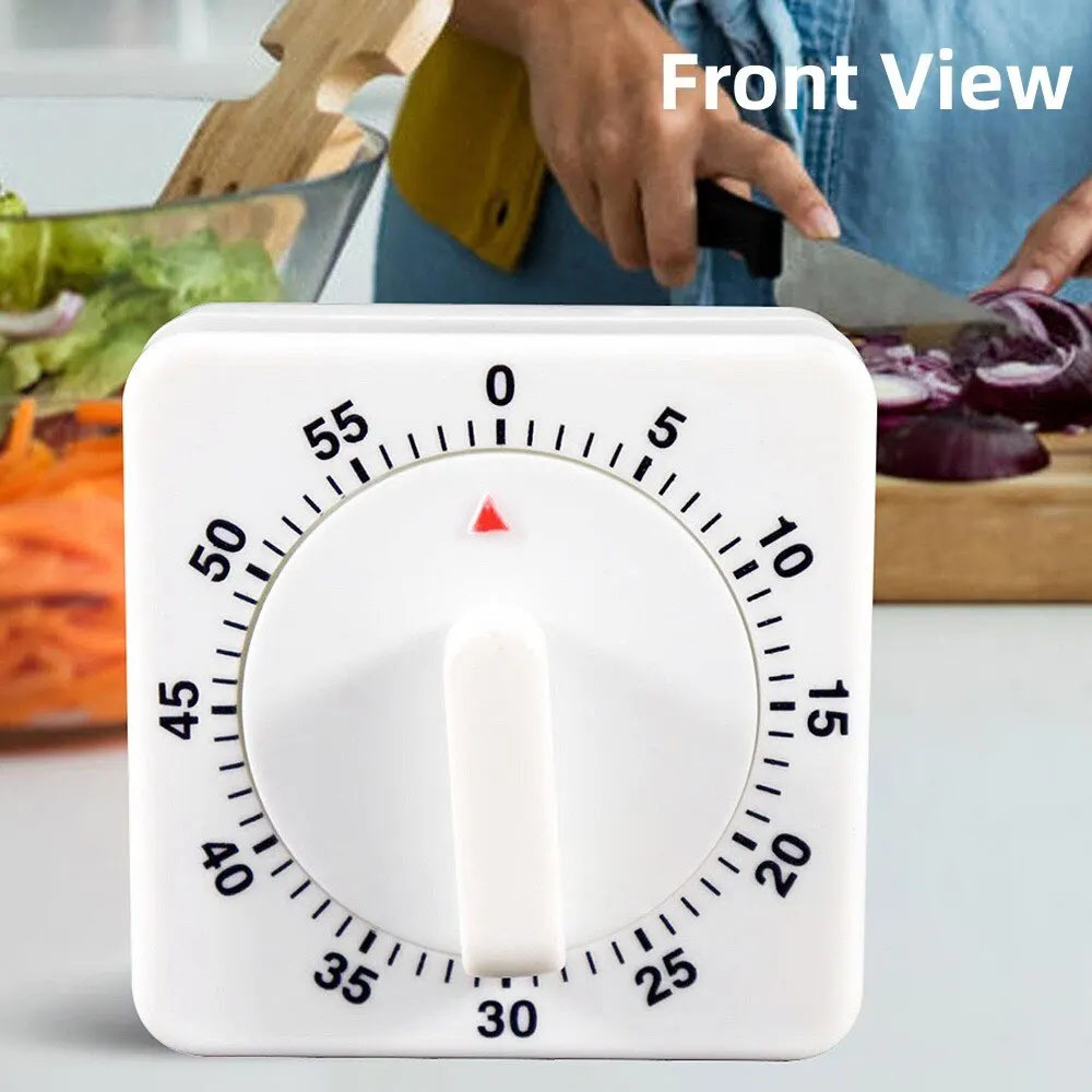 

60 Minute Kitchen Timer: Countdown Alarm, Square Design, No Battery Required, Perfect For Cooking And Bbq