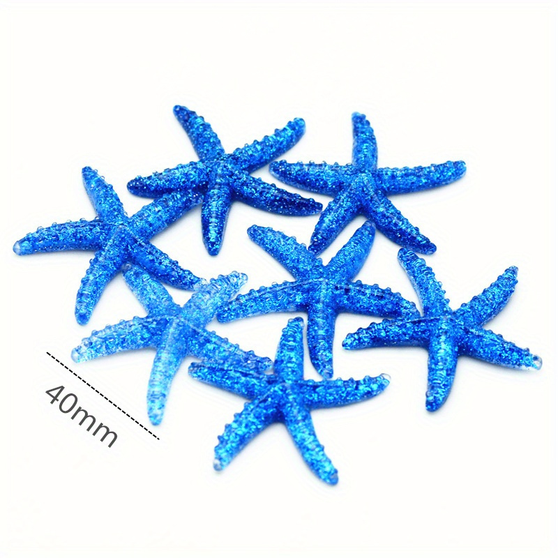 Image of 4cm 10pcs Royal Blue Resin Starfish Cabochon | Starfish Miniatures | Home Miniatures | Resin Flatback Sea Star Cabochons