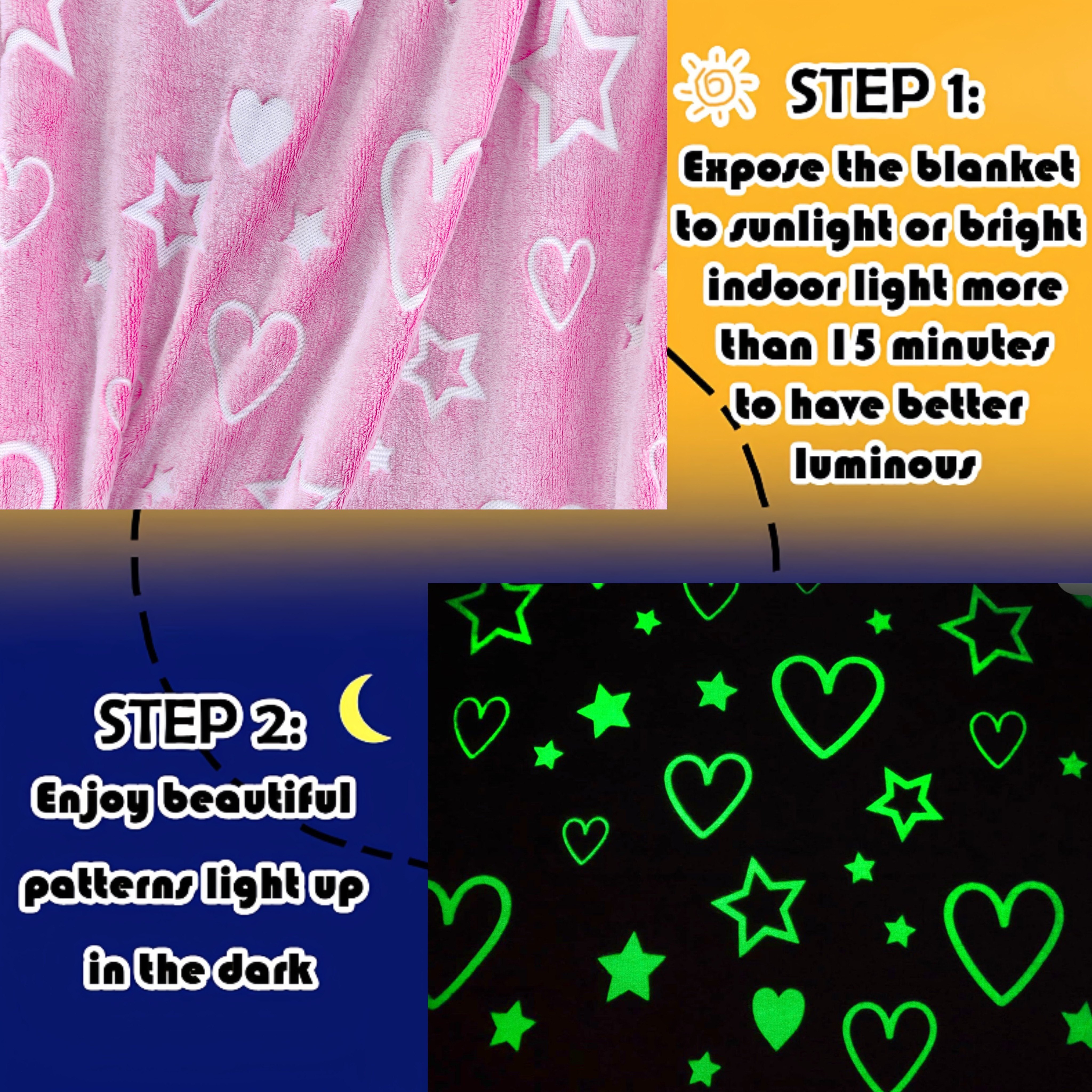 1pc   star pattern fluorescent flannel blanket glow in the dark blanket for boys and girls warm soft throw blanket for couch bed sofa office camping birthday christmas halloween thanksgiving easter gift blanket details 0