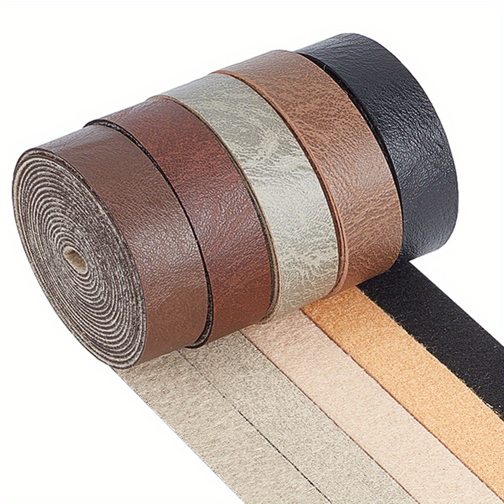 

5 Rolls 5 Colors Grain Buffalo Leather Strip 0.49"/12.5mm Wide Cord 11yds Long Single Sided Leather Roll 1.2mm Thick Matte Synthetic Leather Cord For Necklace Bracelet Jewelry Boot Laces