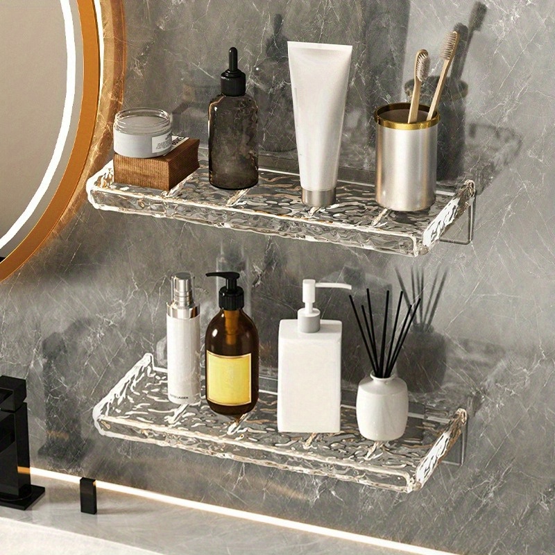 

1pc Bathroom Faucet Tray, Sink Countertop Organizer, Acrylic Storage Tray Rack, Wall-mounted Without Drilling For Storage, Home Storage & Organization, Kitchen Accessories, Bathroom Accessories
