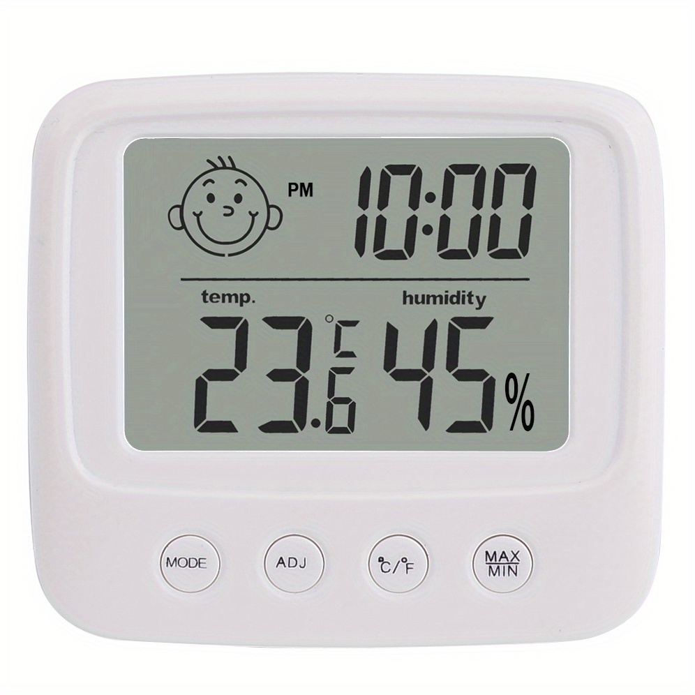   1pc indoor thermometer hygrometer   thermometer and humidity gauge with clock humidity temperature 5  refresh backlight function for home office bedroom
