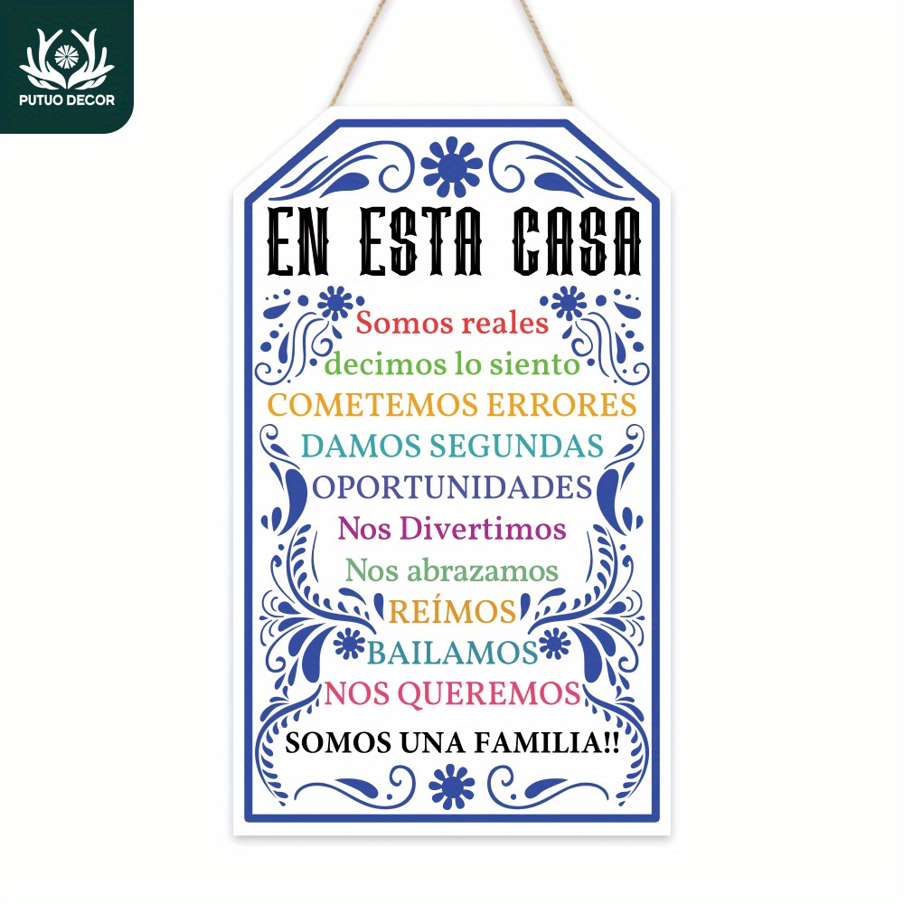 

1pc, Putuo Decor Spanish Wooden Hanging Sign, En Esta Gasa, Wall Art Decoration For Home Farmhouse Living Room Dinner Room, 11.8 X 7.1 Inches Gifts