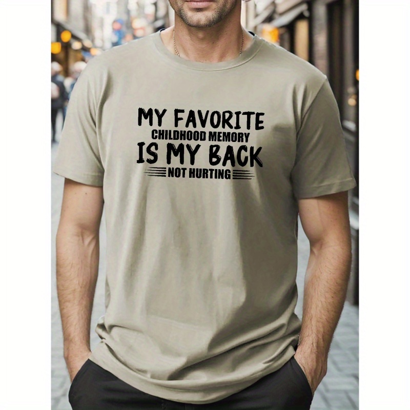 

Plus Size 'my Favorite Childhood Memory' Print Men's Fashion T-shirt, Short Sleeve Sports Casual Tee, Gift, Summer Tops For Big & Tall