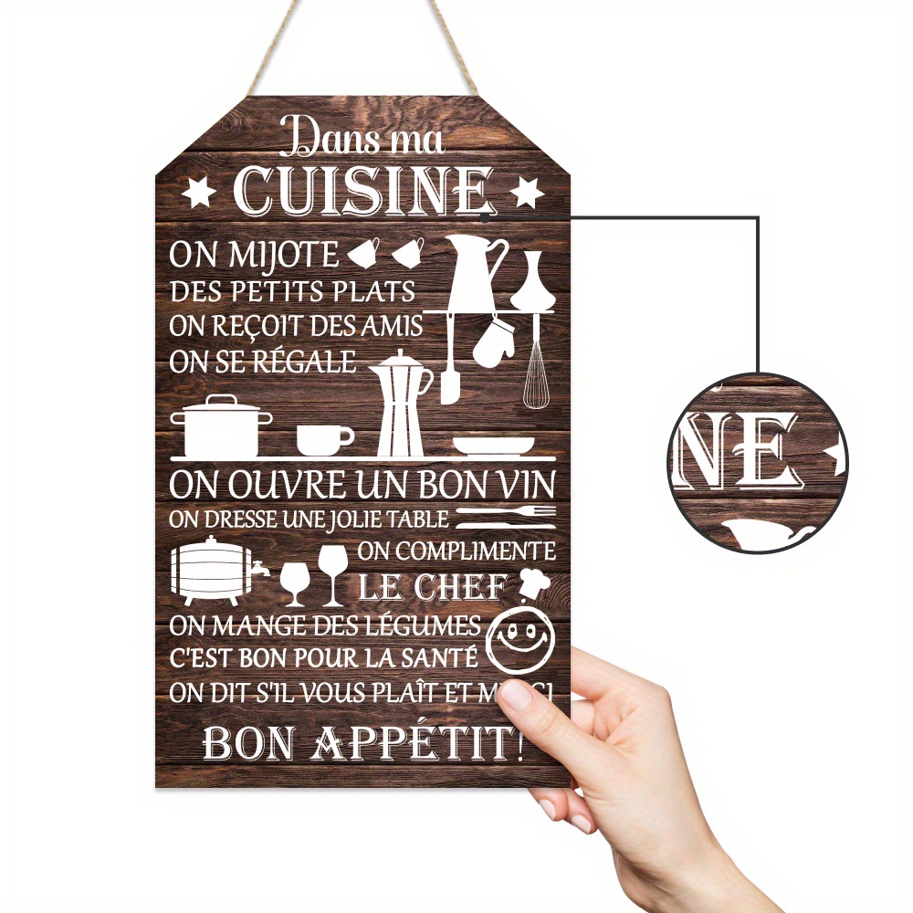 1pc french wooden hanging sign dans ce burcan on sentraide on se respecte wall art decoration for home farmhouse cafe coffee shop 11 8 x 7 1 inches gifts