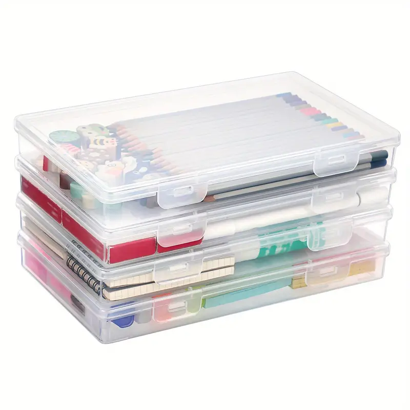 Clear Plastic Storage Box Flap Lid Multipurpose Craft - Temu