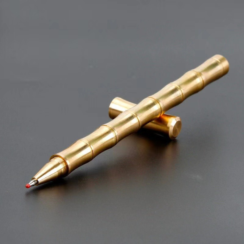 

1pc Metal Gel Pen With 5pcs Refill, Black Ink, Bamboo Pen, Office Signature Pen