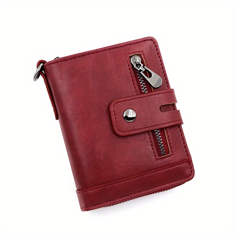 1pc mens pu leather wallet vertical retro two fold multifunctional zipper wallet