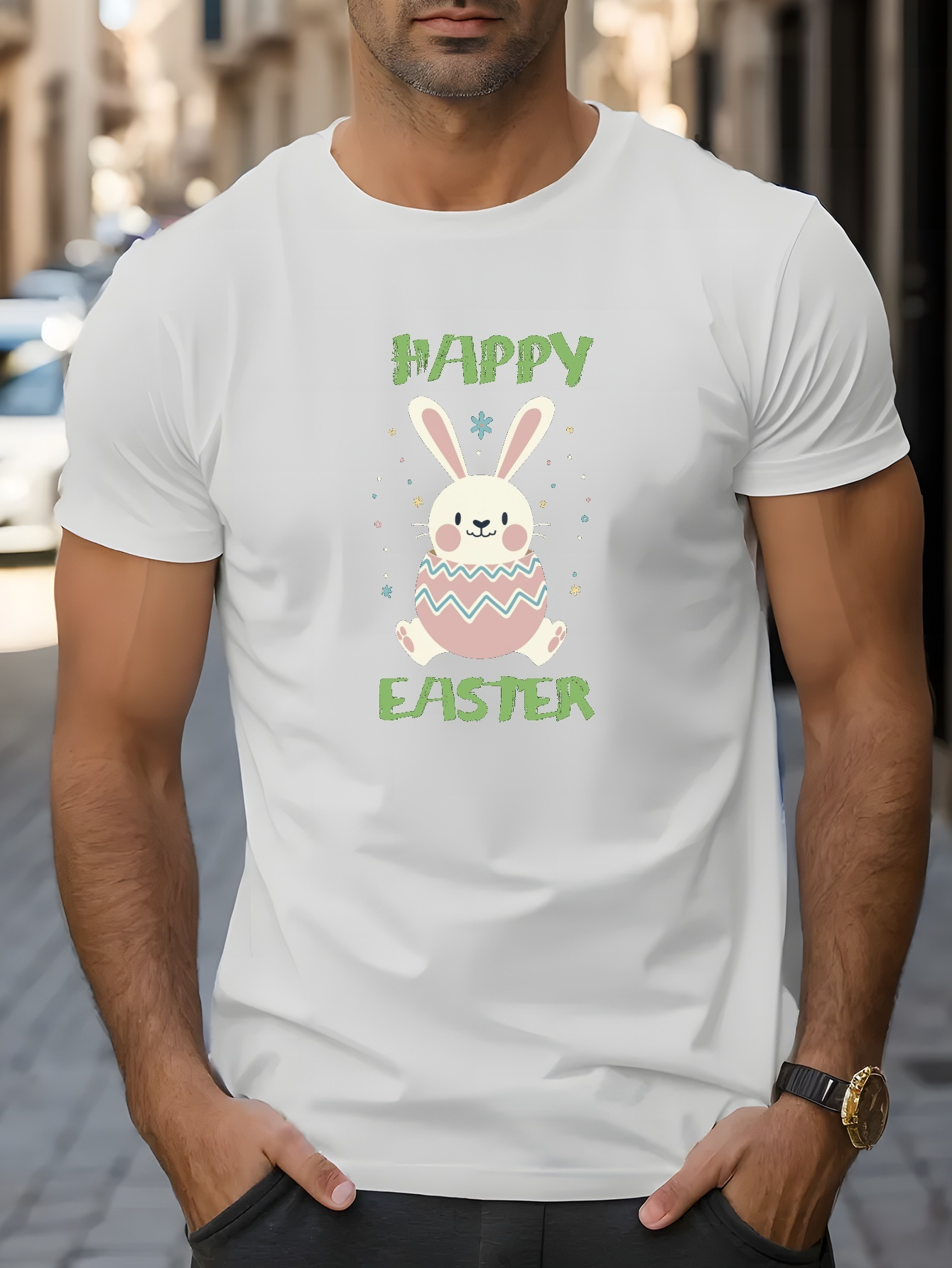 Men's Happy Easter Bunny Graphic Print Short Sleeve T shirts - Temu ...