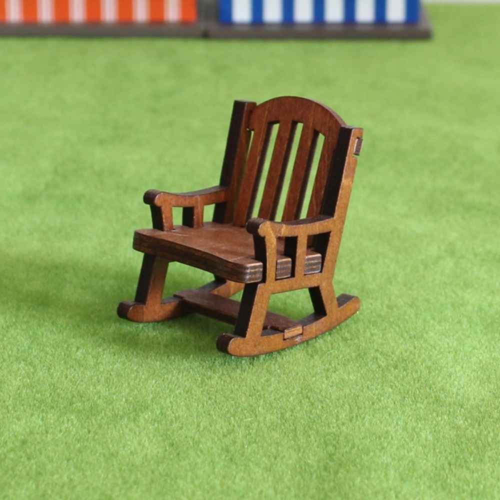 

1pc Miniature Wooden Rocking Chair, Rustic Dollhouse Furniture, Fairy Garden Bench Ornament, Micro Landscape Home Decor Accessory