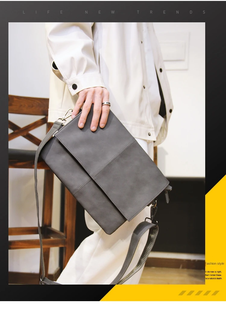 1pc mens fashion shoulder bag ultra thin document bag casual large capacity envelope bag details 0