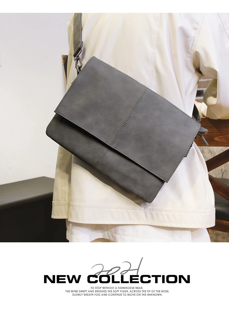 1pc mens fashion shoulder bag ultra thin document bag casual large capacity envelope bag details 2