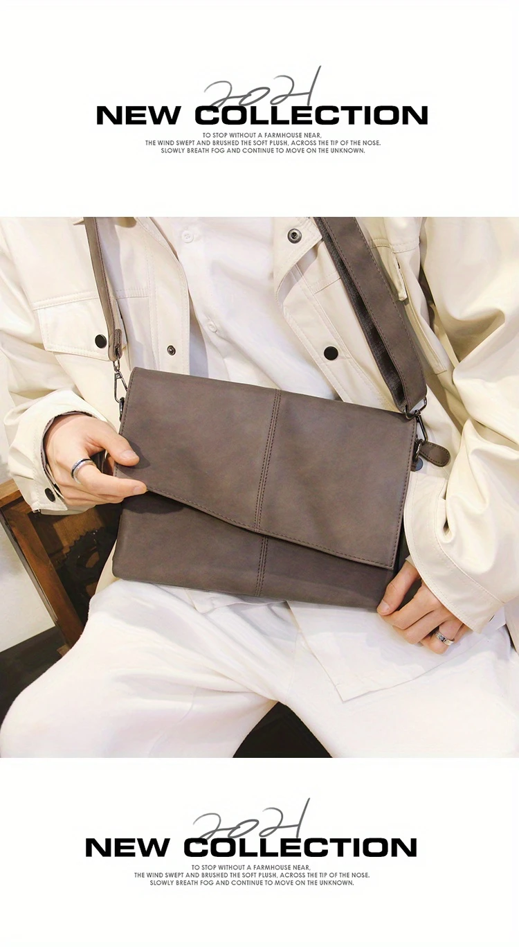 1pc mens fashion shoulder bag ultra thin document bag casual large capacity envelope bag details 4