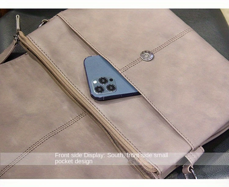 1pc mens fashion shoulder bag ultra thin document bag casual large capacity envelope bag details 5