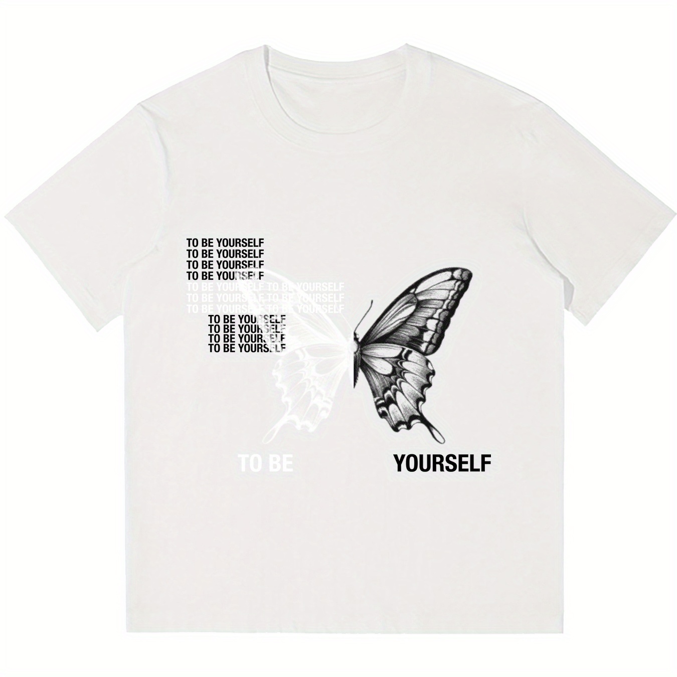 

Butterfly Graphic Men's Short Sleeve T-shirt, Comfy Stretchy Trendy Tees For Summer, Casual Daily Style Fashion Clothing