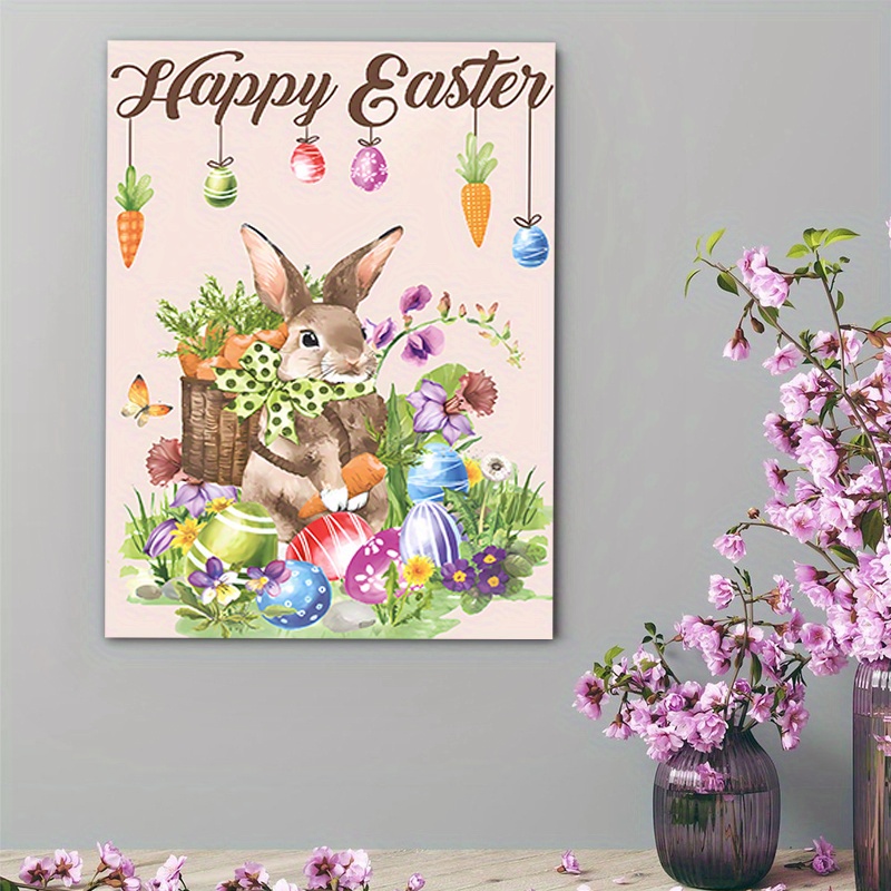 30x40cm 1 pc easter bunny poster canvas wall art canvas painting modern art for bedroom walls home decor gift for easter frameless
