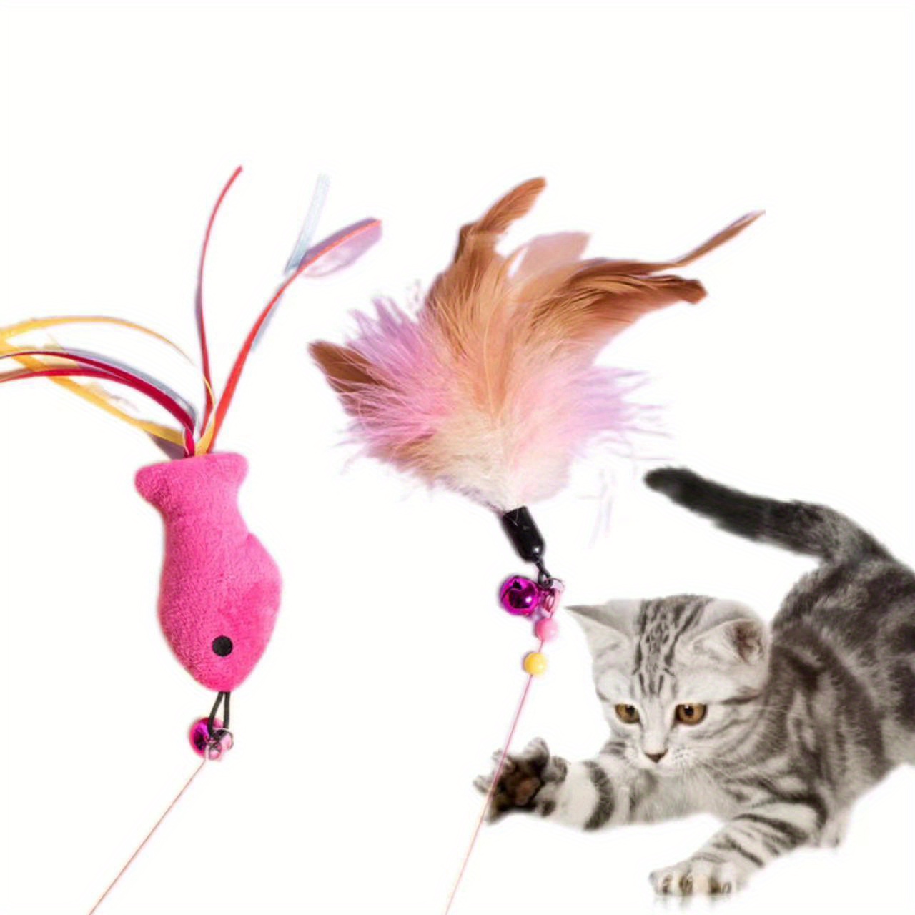 Cat Pet Toy Feather Cat Flirting Stick With Bell Cats String