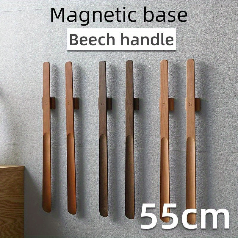 

1pc 55cm Wooden Long Handle, Magnetic Shoehorn, Long Shoe Spoon Horn For Shoes