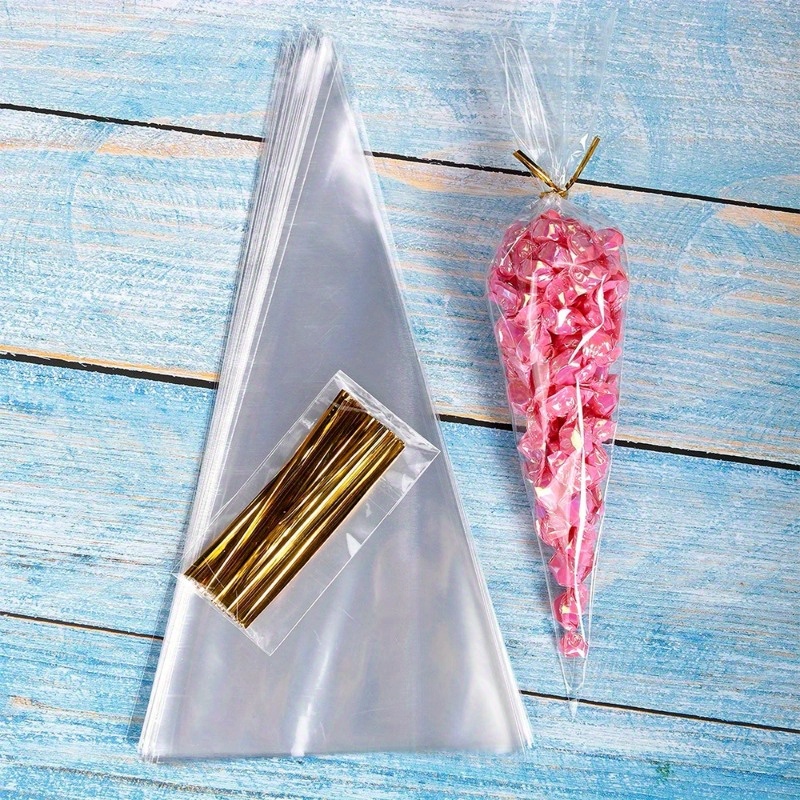 Cone Cellophane Bags Cello Clear Cone Shaped Treat Bags - Temu