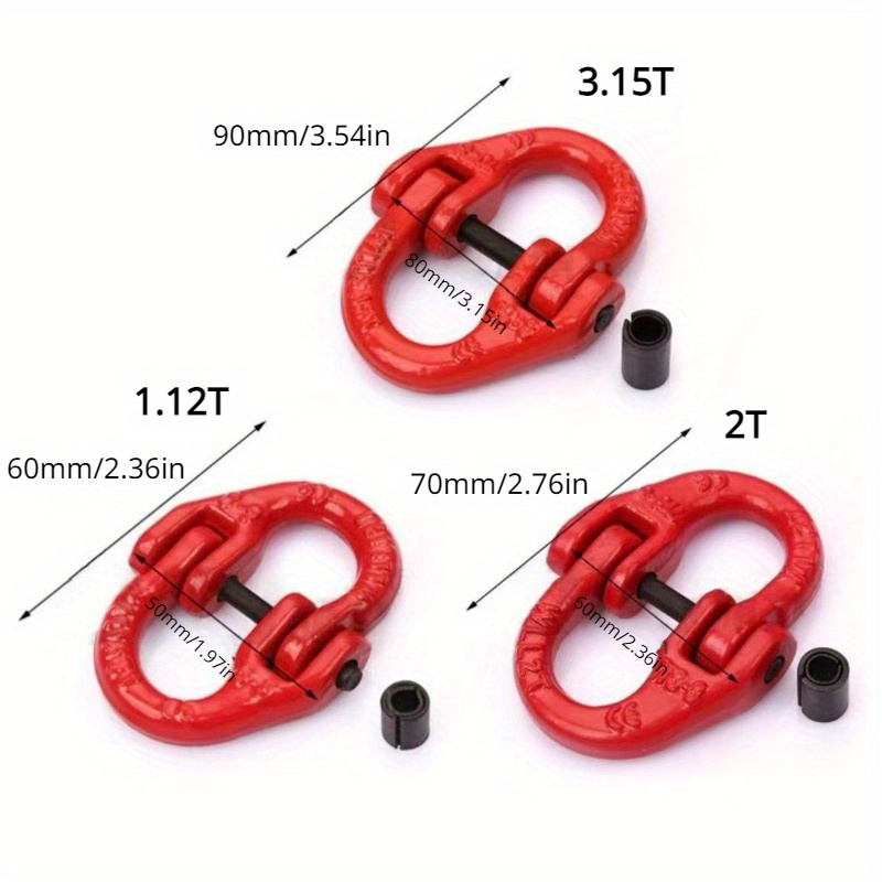TEHAUX Lifting Connection Buckle Hook Tool Safety Chain Hooks Steel  Connecting Link Red Paint Trailer