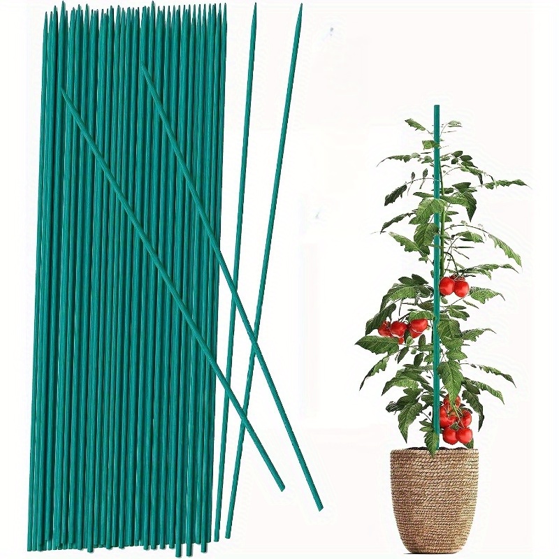 

50pcs/set, Green Plant Stakes (17.7 Inch), Sturdy Plant Support Sticks For Indoor Gardening, Floral Support Rods For Potted Plants, Tomato Twigs, Sign Posting Garden Accessories
