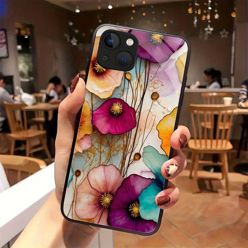 

Art/flower/ Anti-fall Tempered Glass Phone Case For 15pro Max/15pro/15plus, 14 Pro Max/14 Plus/14 Pro/14, 13 Pro Max/13 Pro/13, 12 Pro Max/12 Pro/shockproof Soft Protective Cover