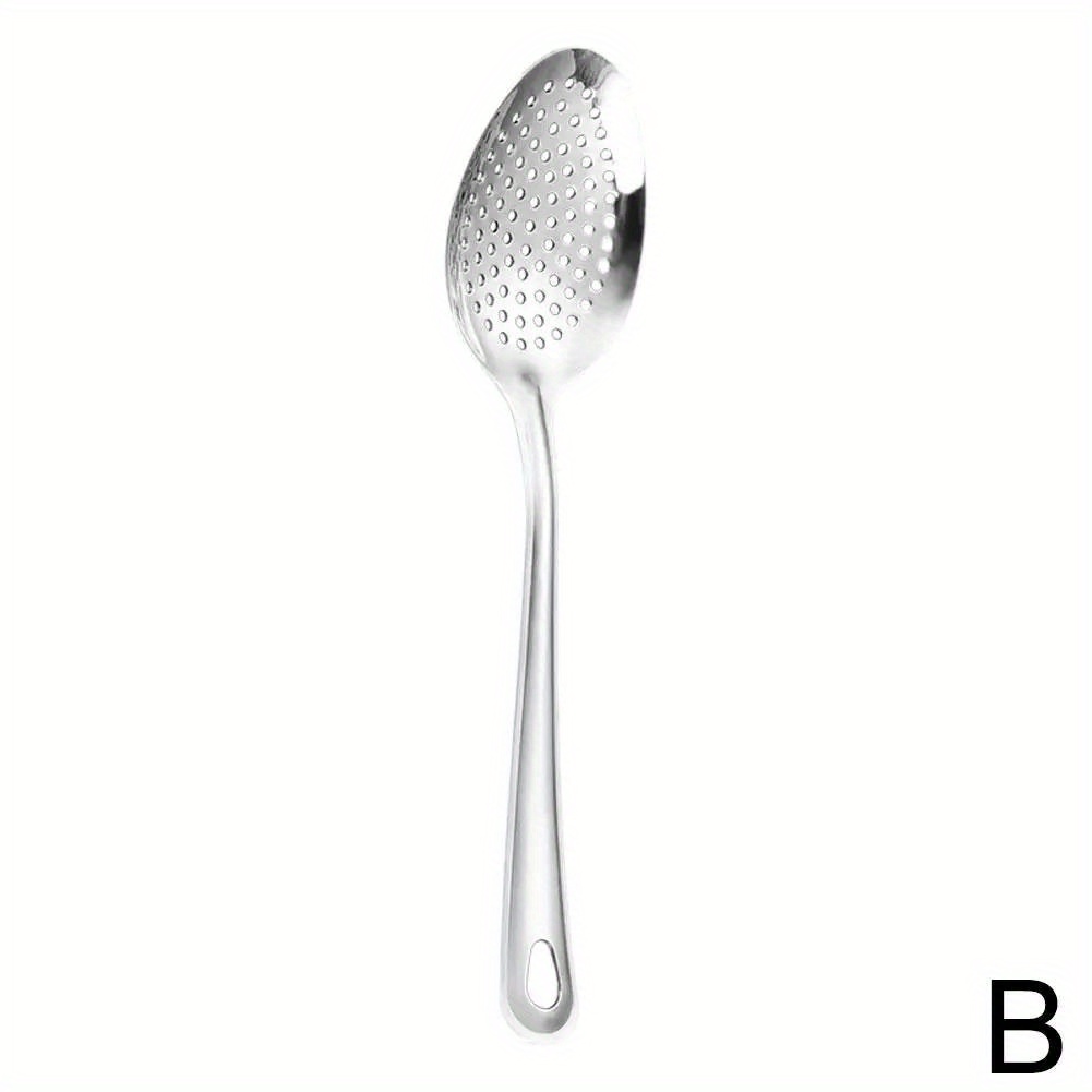 TEMU 1pc Stainless Steel Spoon, Silvery Spoon, Colander, Slotted Spoon, High Quality Scoop, Dessert Fruit Snack Spoons, For Home Kitchen Restaurant
