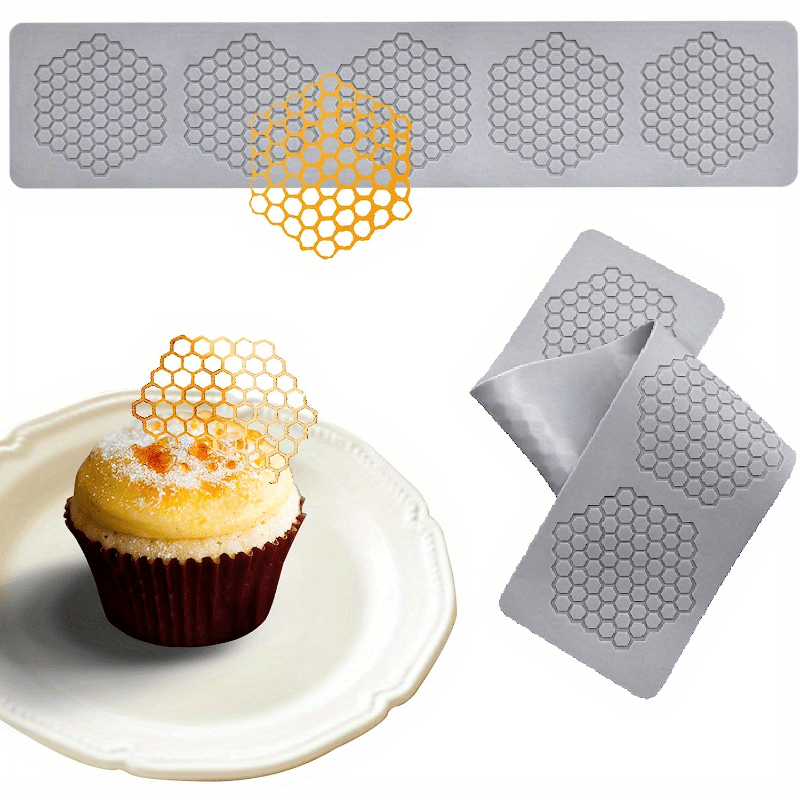 

2pcs, Honeycomb Mold, Silicone Lace Fondant Mold, Hollow 3d Honeycomb Candy Lace Silicone Mold For Baking, Polymer Clay Mold, Sugar Craft Dessert Cupcake Cake Decoration, Kitchen Baking Tools