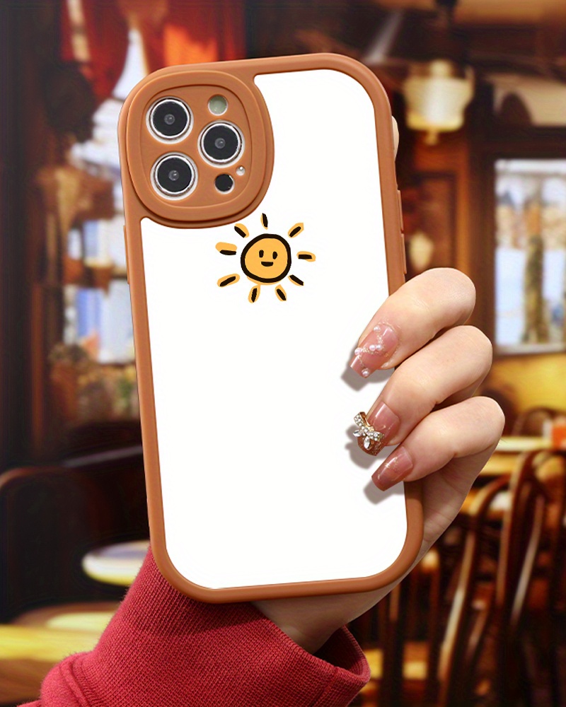 luxury aesthetic silicone yellow sun pattern phone case Temu