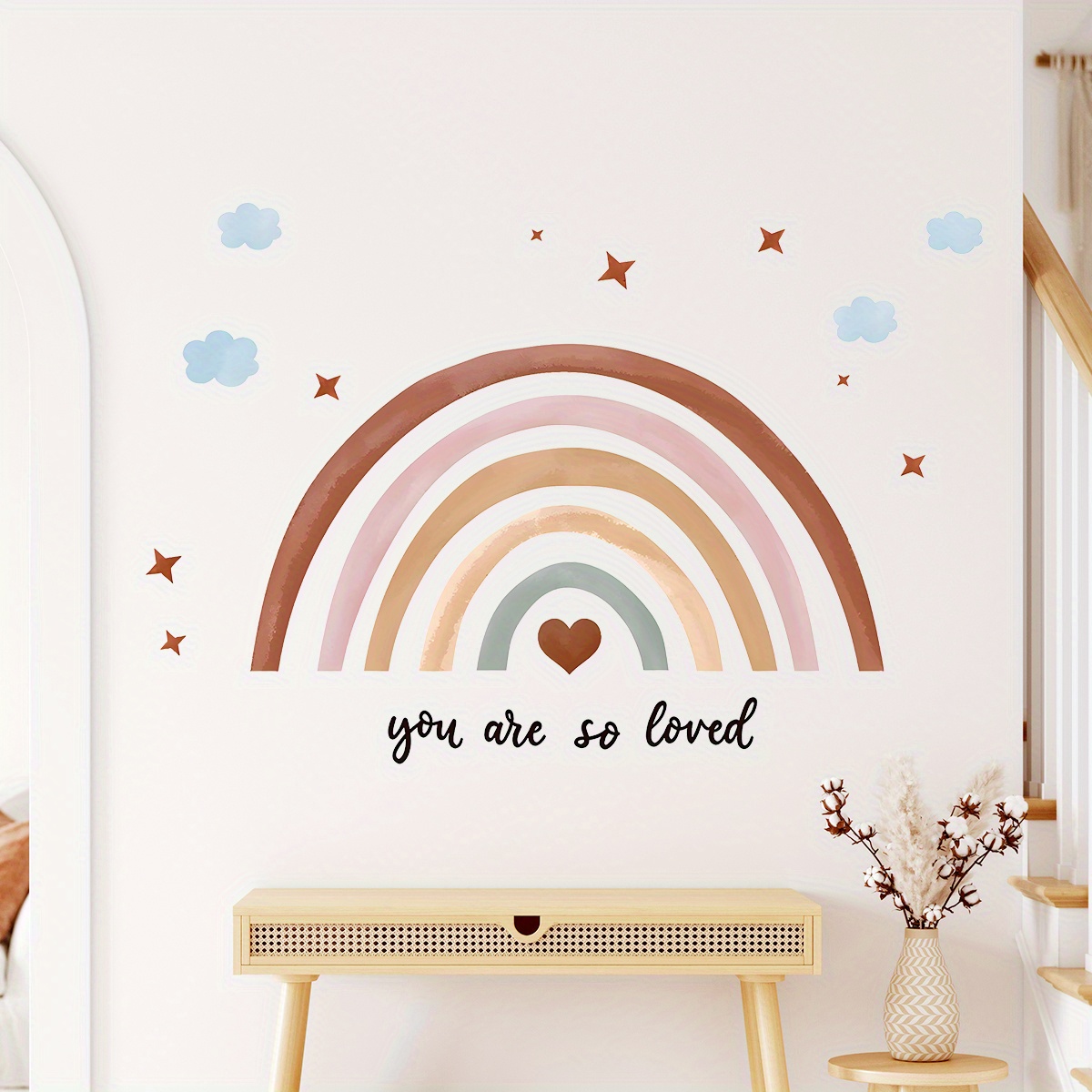 1pc Creative Rainbow Cloud Pattern Self-adhesive Wall Stickers, Bedroom Bathroom Living Room Porch Home Decoration Wall Stickers, Removable Stickers, Wall Decor Decals