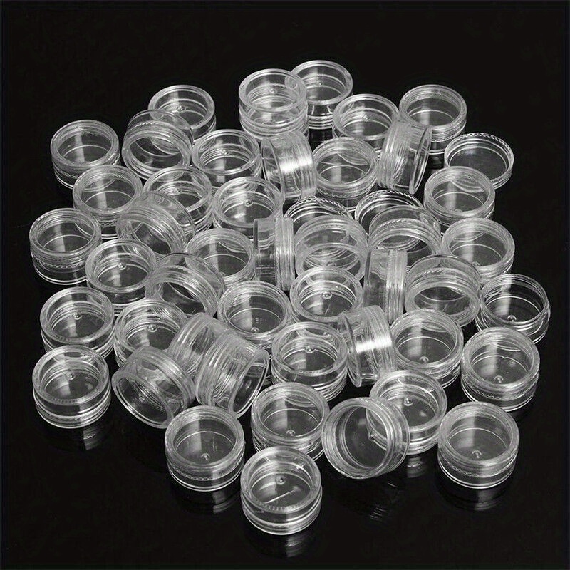 

50pcs Mini Clear Plastic Jars With Lids, Cosmetic Containers, Transparent Travel Pot For Nail Art, Creams, Sample Storage - 0.18oz Capacity