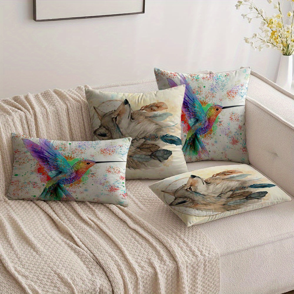 Cute Animal Print Pillowcase Short Plush Single Sided - Temu