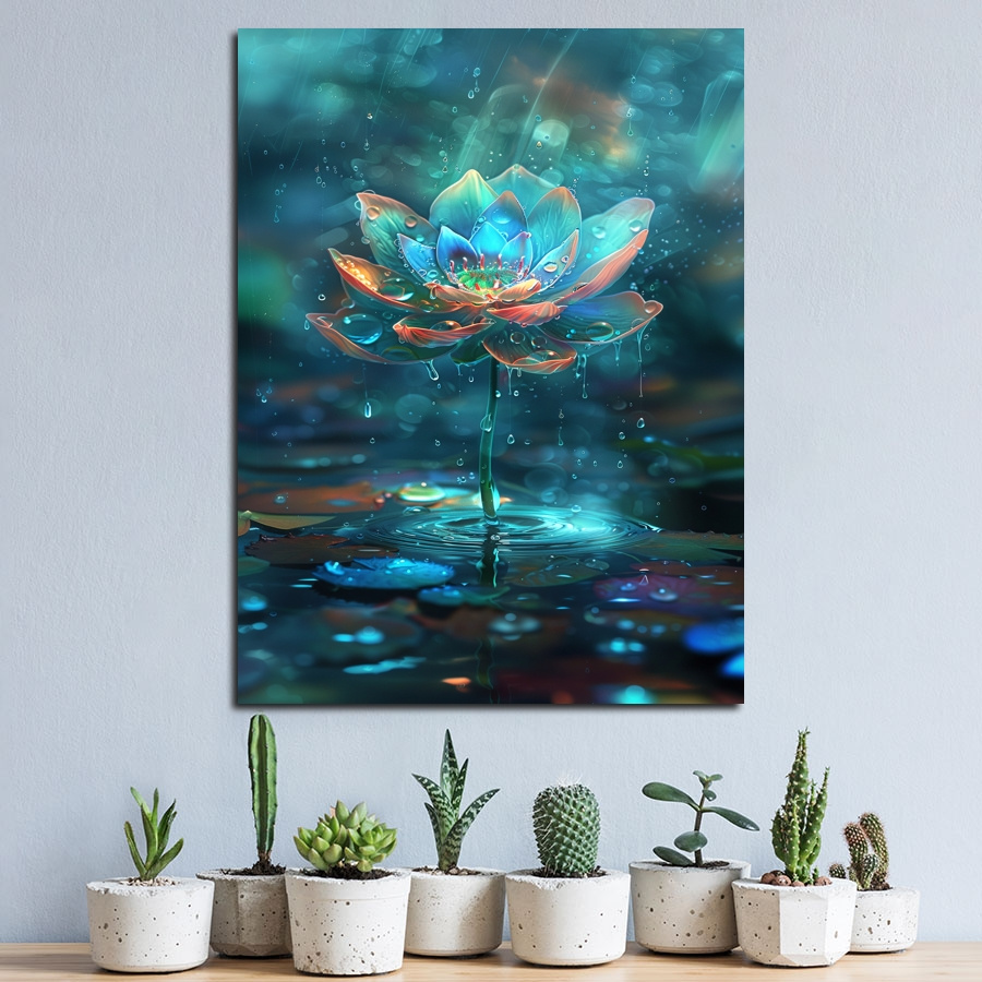 

1pc Lotus Poster Canvas For Home Decoration, Living Room Bedroom Bathroom Kitchen Cafe Office Decoration, Perfect Gift, Wallpaper, Wall Art
