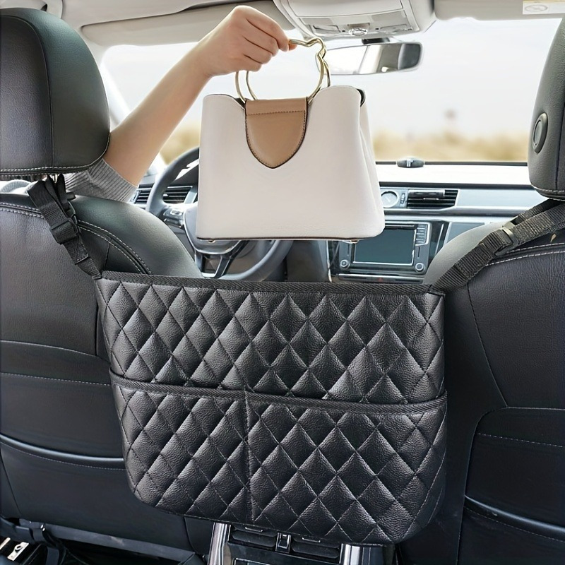 

1pc Organize Your Car With This Stylish Pu Leather Handbag Holder - Keep Your Belongings Secure And Within Reach!