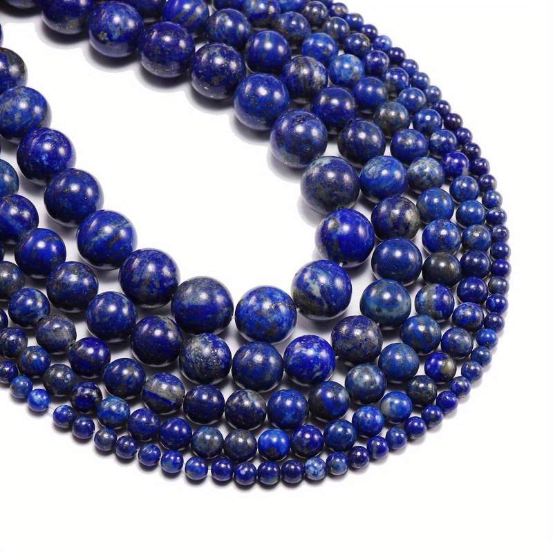 

1pc 15inch Beaded Chain, Lapis Lazuli Gemstones Loose Beads, Multiple Sizes For Choice, Suitable For Diy Jewelry Making