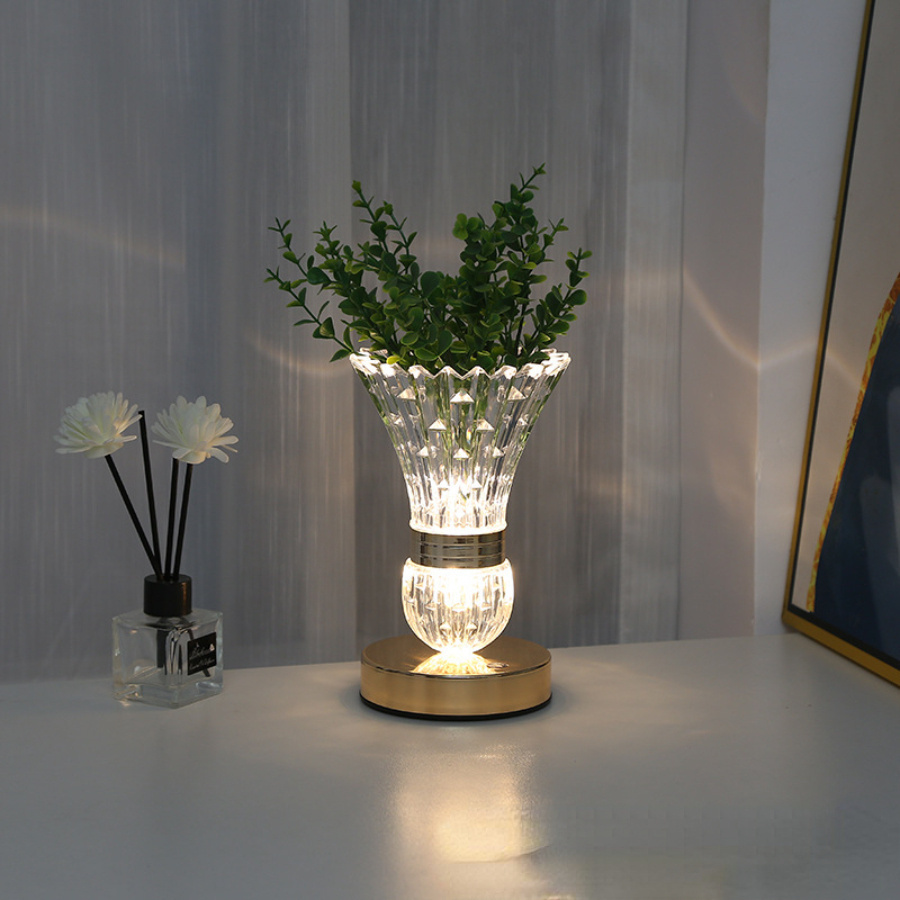 

1pc Modern Style Decorative Table Lamp, Plastic Vase Design Bedroom Bedside Home Decor, Warm Atmosphere Nightlight Gift