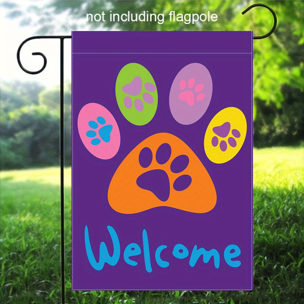 

1pc, Welcome Paws Purple Garden Flag, Pet Paw Garden Flag, Double Sided Garden Yard Flag, Home Decor, Outside Decor, Yard Decor, Garden Decor, Holiday Decor, No Flagpole 12x18in