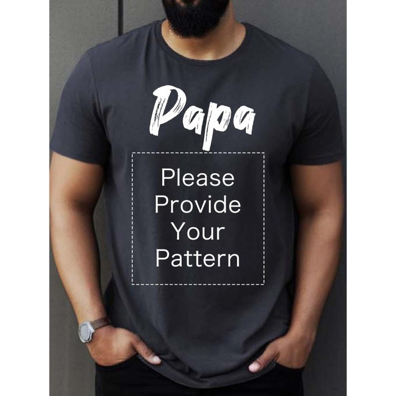 

Custom T-shirt, Personalized Tees For Men, Papa Print, Casual Short Sleeve Custom Printed T-shirt For Summer