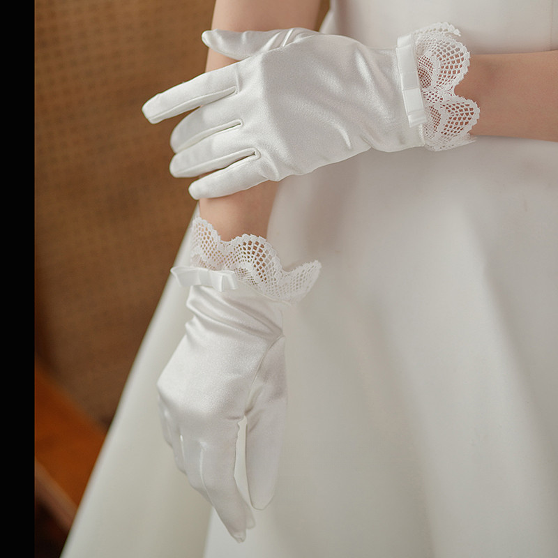 White gloves stretch short Ding Liyi reception accessories glove