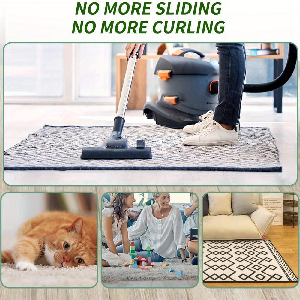 4 8 16 28pcs anti curling rug grippers non slip reusable carpet stickers for area rugs hardwood floors tile floors floor mats keep your rug in place and   corners flat for corners details 6