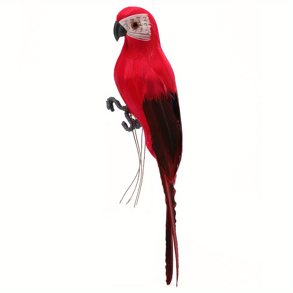 

1pc, Artificial Red Parrot, Simulation Foam Bird With Feather, Garden Prop Decor, Lifelike Ornament For Home & Outdoor Use
