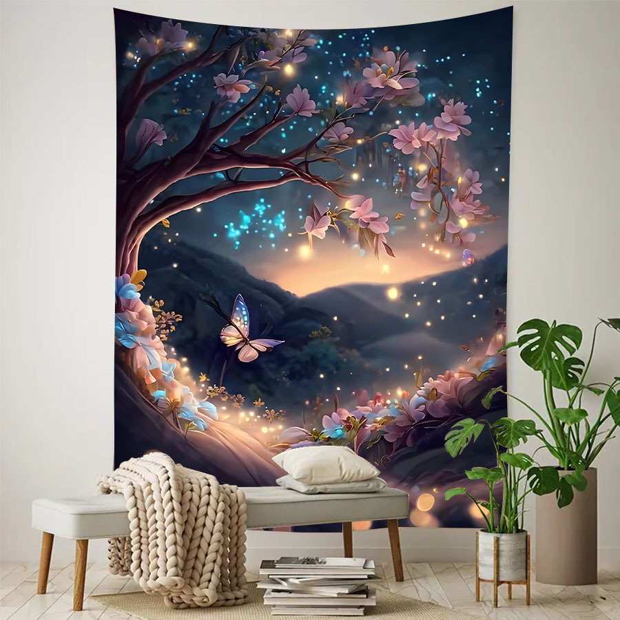 

Fantasy Butterfly Pattern 78x59in 90g Polyester Tapestry, Room Decoration, For Living Room/bedroom/dorm Decoration, Gifts For Friends/boyfriend/girlfriend, Included Free Installation Package