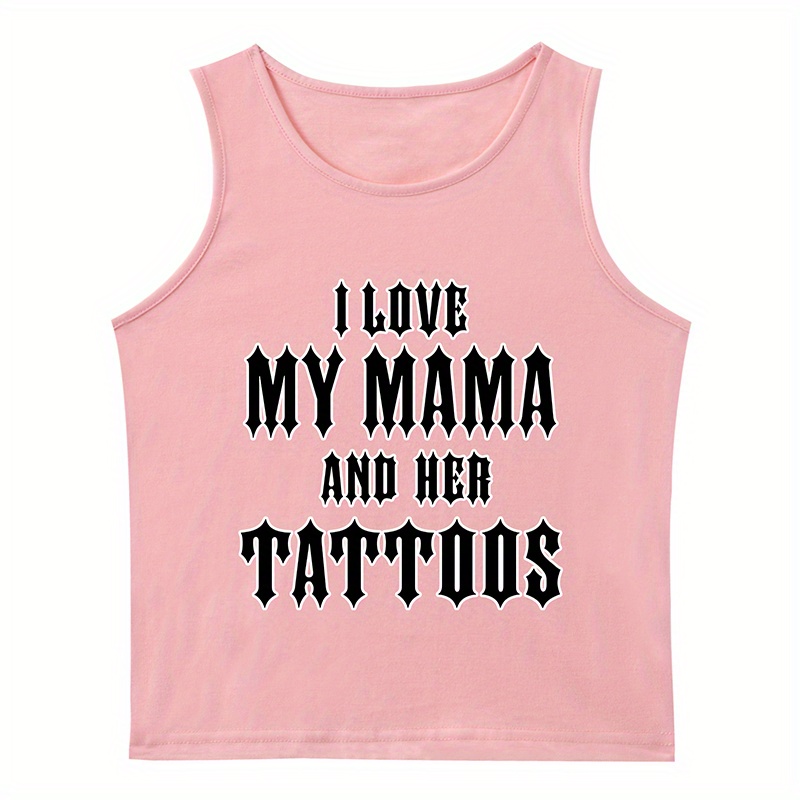 

Tattoos Letter Print Boy's Casual Tank Tops, Cute Crew Neck Sleeveless Summer Top, Kids Clothing