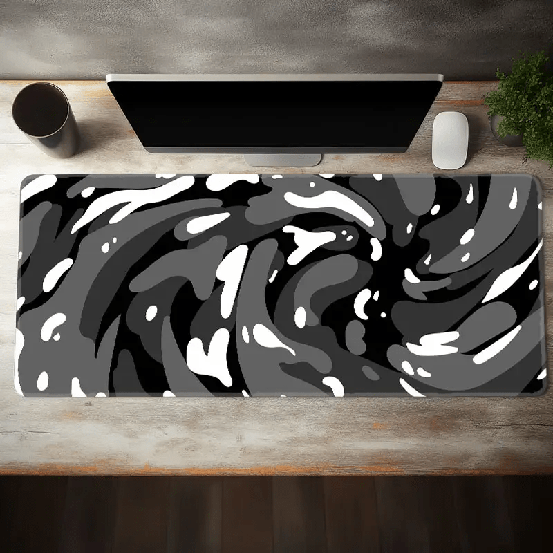 

1pc Black And White Fluid Ripple Mouse Pad Abstract Gaming Large Mouse Pad 31.4x15.7in Computer Keyboard Desk Pad With Non-slip Rubber Base Stitched Edge Gift For Boyfriend/girlfriend