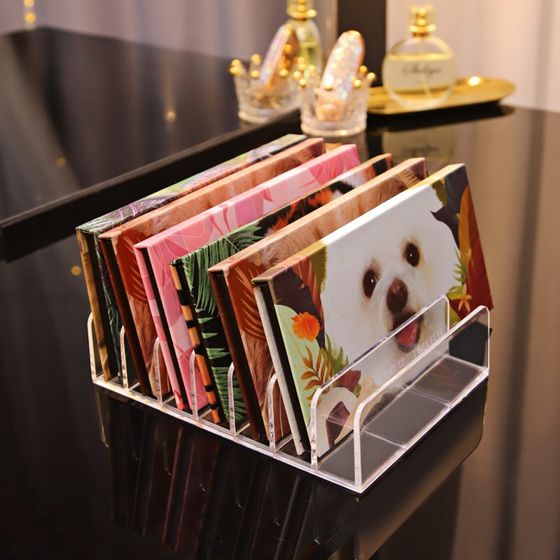 

1/2pcs Clear Acrylic Eye Shadow Tray Storage Box, Cosmetic Organizer With Powder Drawer Compartments, Desktop Makeup Holder For Blusher And Cosmetics, Durable Plastic Display Shelf