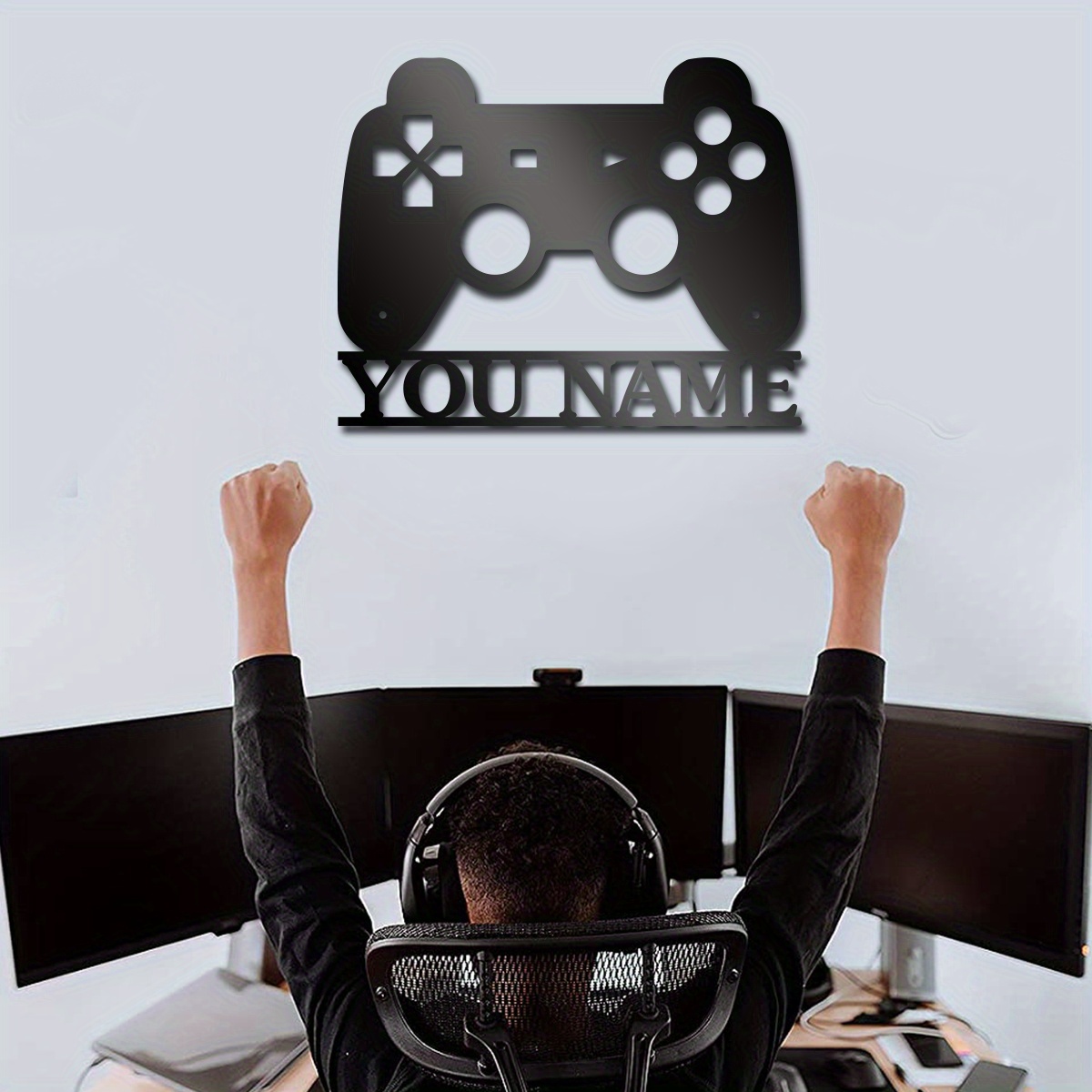 

1pc Custom Video Game Controller Metal Wall Art, Personalized Gamer Name Sign Decoration For Room, Game Room Metal Decor, For Home Room Living Room Office Decor