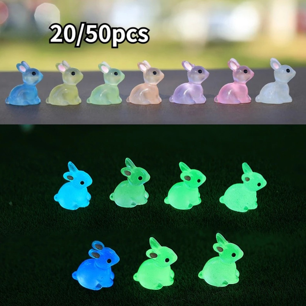 

20/50pcs Glowing Little Ear Rabbits Ornaments, Resin Mini Statues, Easter Party Decorations, Home Decor, Cute Rabbits, Mini Rabbit Crafts, Home Decor, Room Decor,