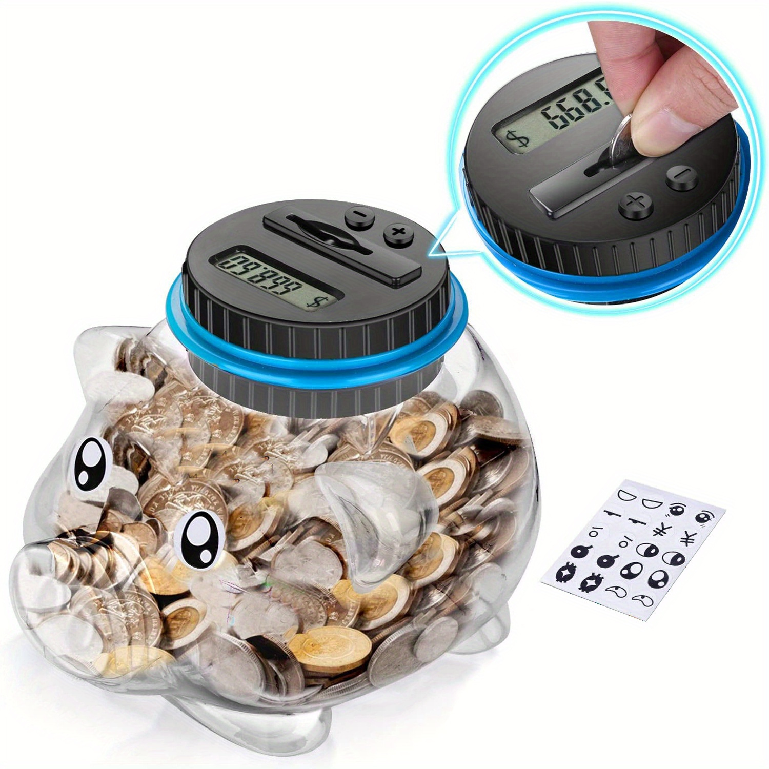 digital coin piggy bank coin counter   with automatic lcd display large capacity digital counting money jar details 0